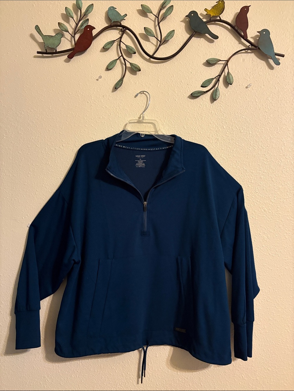 Nine West womens Zip-Front Pullover Sweater - Navy Blue